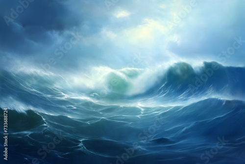 sea storm, dramatic stormy sky with clouds over waves for abstract background