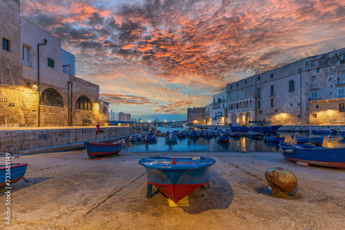 Obraz na plátně The old harbour view in Monopoli Town in Italy