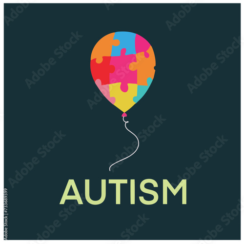 World autism awarness day with puzzle and love illustration