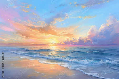 Captivating Pastel Hues Transform The Sky And Sea Horizon Into A Serene Masterpiece At Sunset