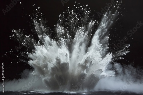Captivating Visual Display: Stunning White Powder Explodes Against Dark Background