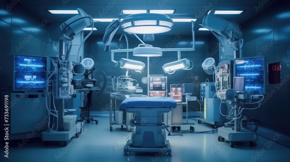 The modern equipment in the operating room