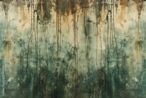 Vintage Grunge Texture With Faded Green Paint And Rusty Drips  Ideal For Banners