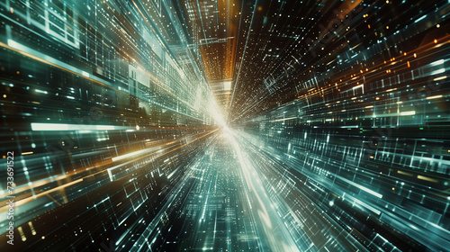 Speed of Technology  Hyperspace Travel through a Data Stream - Abstract Concept of High-Speed Internet and Connectivity