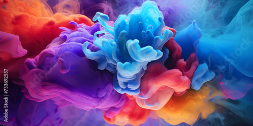 Colorful acrylic ink in water isolated. Abstract background. Color explosion liquid, cloud in motion,Colorful ink in water abstract