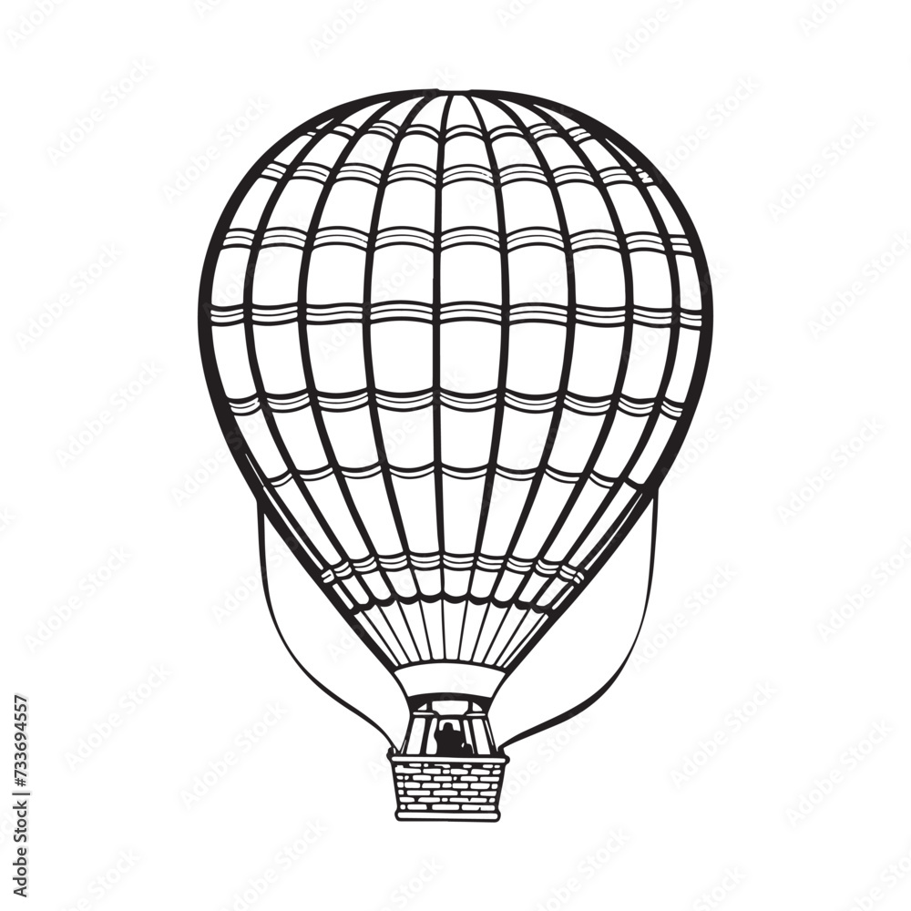 Obraz premium Hot air balloon outline coloring page illustration for children and adult