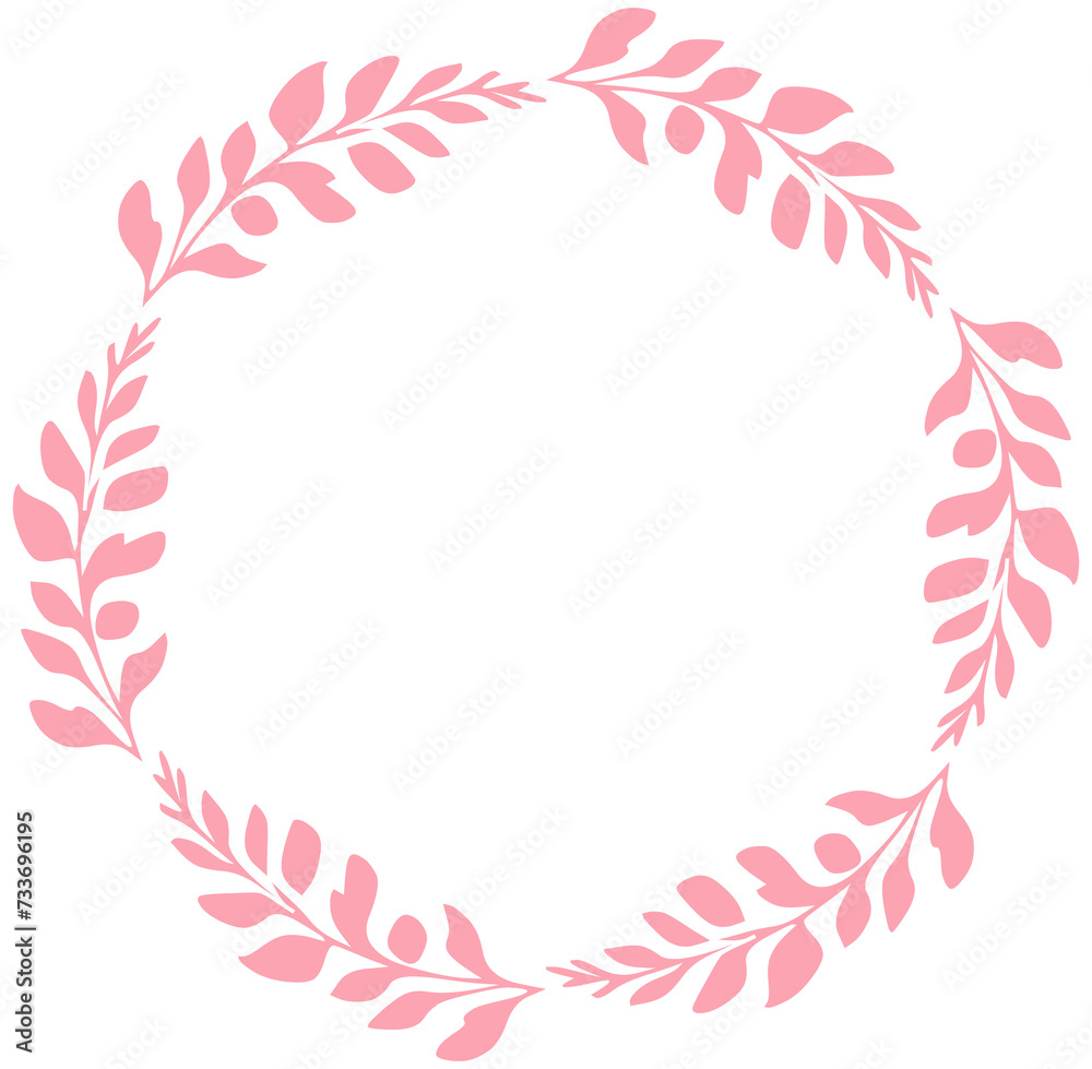 Pink leaf round wreath frame.