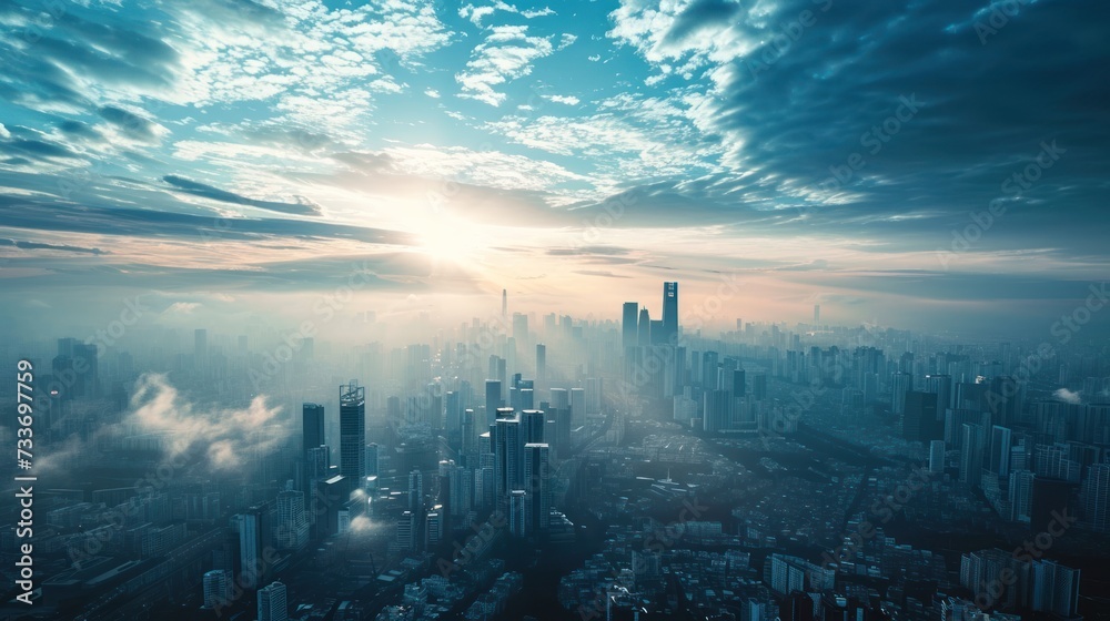Obraz premium carbon credit, pollution, factory, smoke, energy, industrial, ecology, sky, smog, power, steam, environment, plant, air, gas, chimney, environmental, toxic, chemical