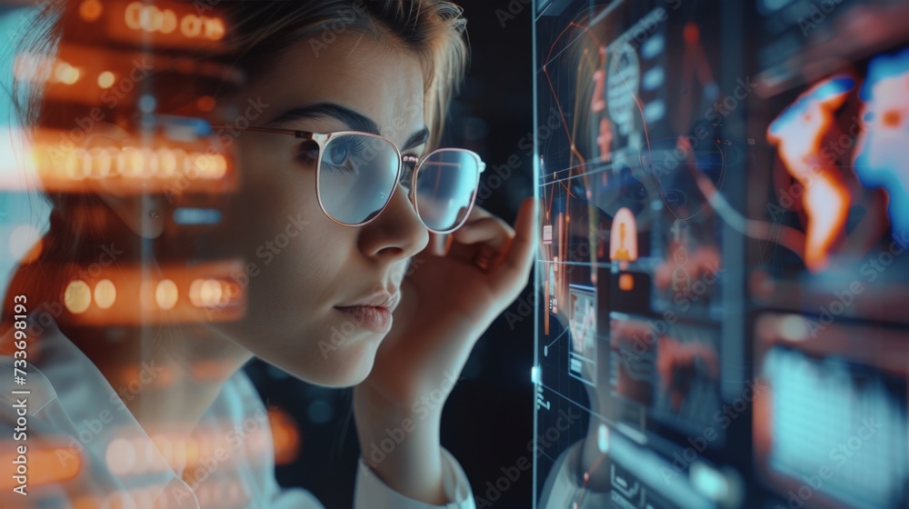Thinking about how to take the business to technological heights. Cropped shot of an attractive young businesswoman working in her office. Thinking about how to take the business to technological heights. Cropped shot of an attractive young businesswoman working in her office.