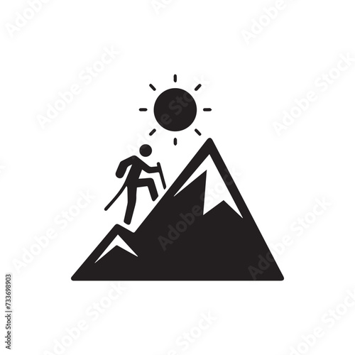 climb a mountain icon vector