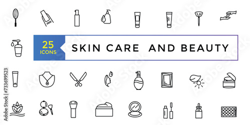 Skin Care and Beauty icon set simple line art style icons pack. Vector illustration