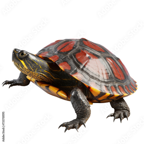 Western Painted Turtle PNG Cutout, Generative AI photo