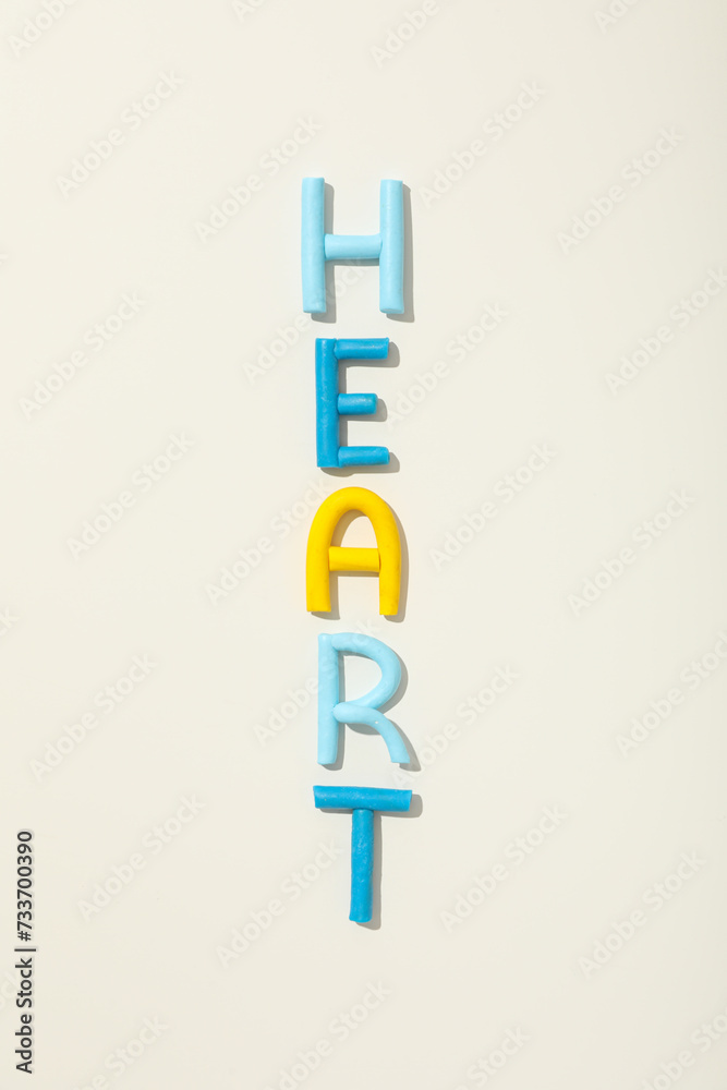 The word heart on a light background. The word heart on a light background.