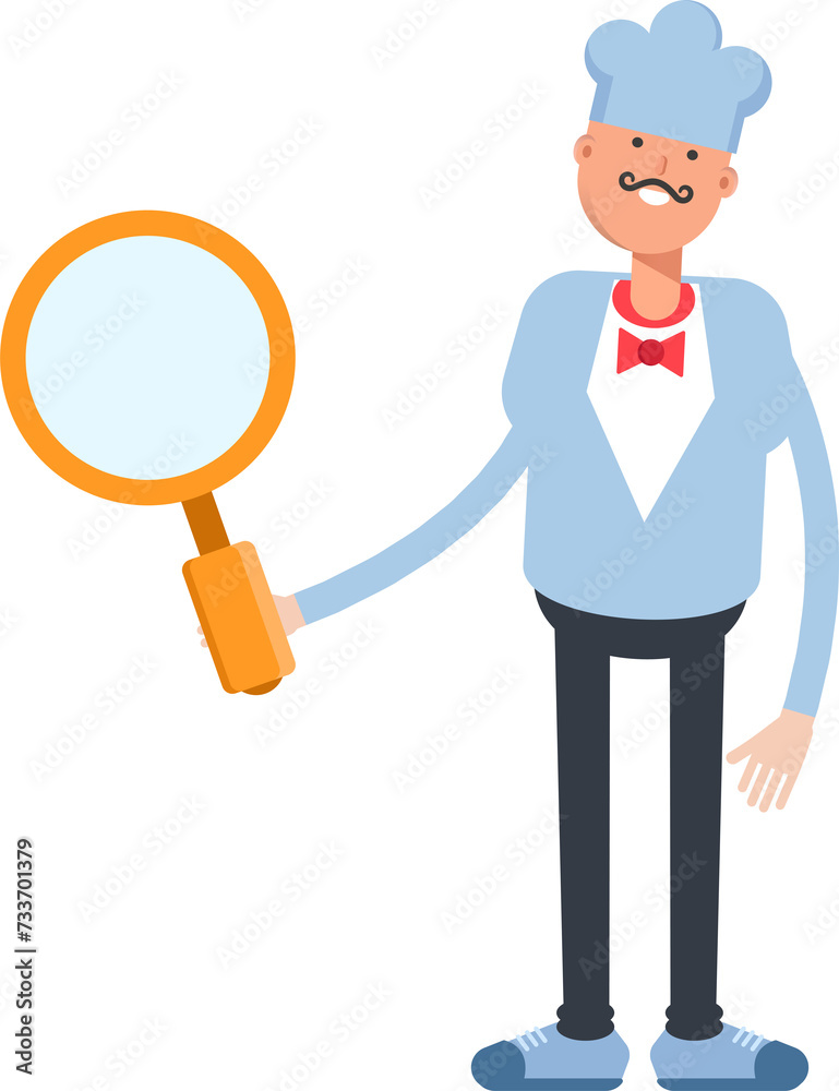 Waiter Character Holding Magnifier
Waiter Character Holding Magnifier