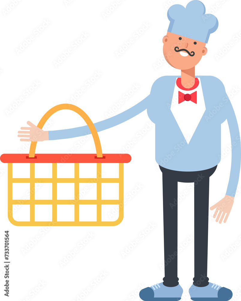 Waiter Character Holding Shopping Basket
Waiter Character Holding Shopping Basket