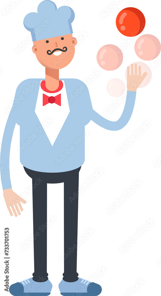 Waiter Character Playing Ball
