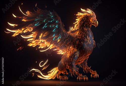 A mythical ancient glowing griffin created with Generative AI technology