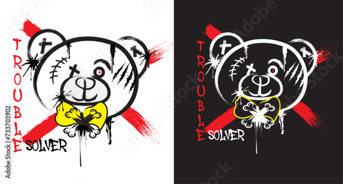 Graffiti teddy bear Illustration, streetwear teddy bear, street style graffiti Art