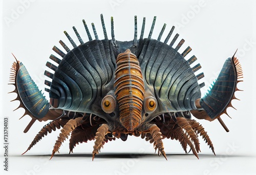 Anomalocaris full body image with white background ultra realistic. Generative AI