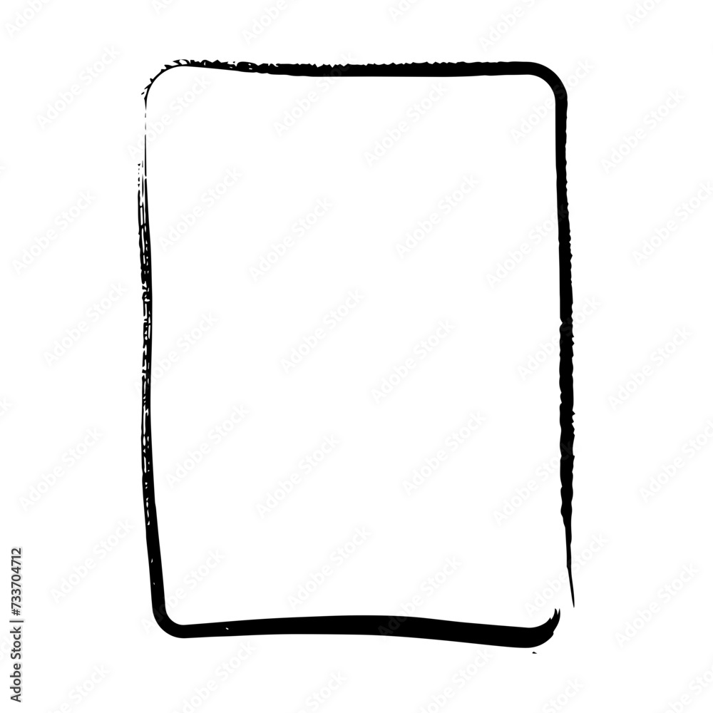 Frame border curved grunge shape icon, vertical rectangle decorative doodle element for design in vector illustration