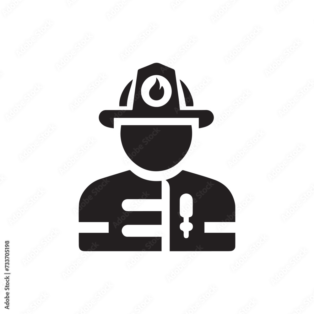Firefighter man icon vector Firefighter man icon vector