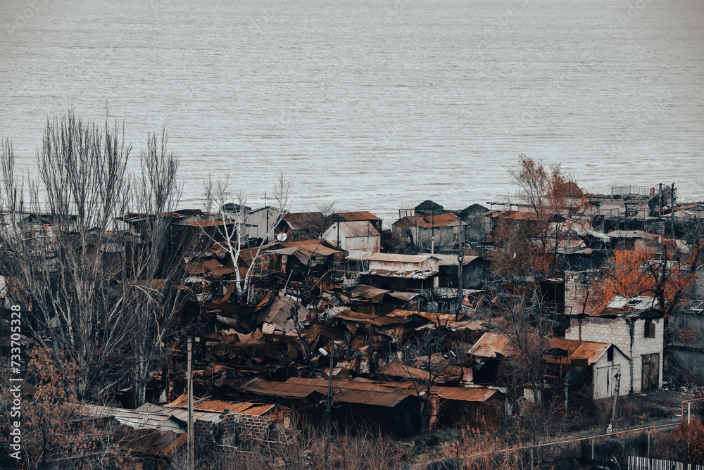destroyed and burned houses in the city Russia Ukraine war destroyed and burned houses in the city Russia Ukraine war
