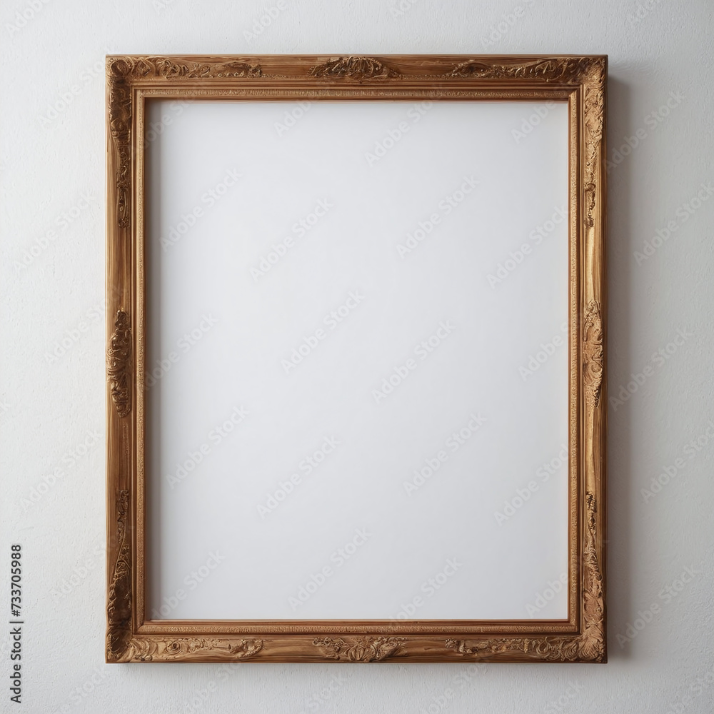 White blank art frame hanging on wall mockup template background White blank art frame hanging on wall mockup template background