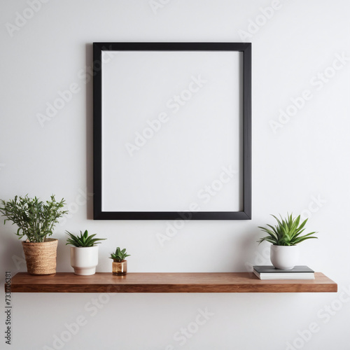 White blank photo frame wall art mockup template design