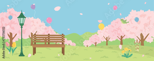 桜並木　春の風景