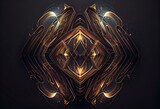 abstract geometry symmetric background with lights, generative ai