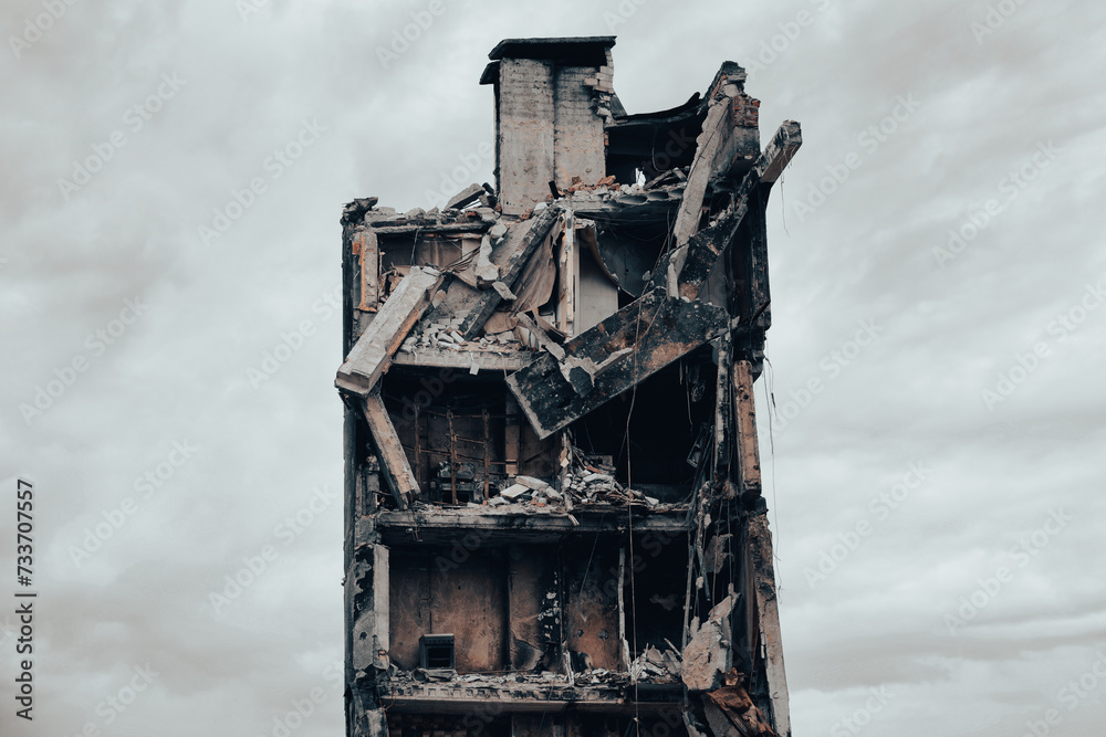 destroyed and burned houses in the city Russia Ukraine war destroyed and burned houses in the city Russia Ukraine war