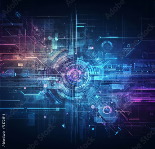 Futuristic digital technology background with cybernetic elements