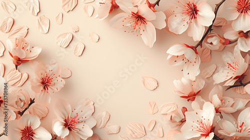 with free space on a white background cherry branch with space for text