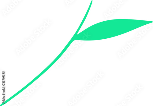 Flower stem hand drawing design element. Flower stem silhouette illustration.