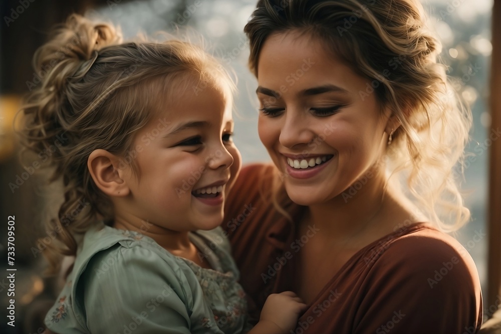 A heartwarming moment frozen in time - a mother and her baby girl sharing a joyful laugh International mother's day concept. A heartwarming moment frozen in time - a mother and her baby girl sharing a joyful laugh International mother's day concept.