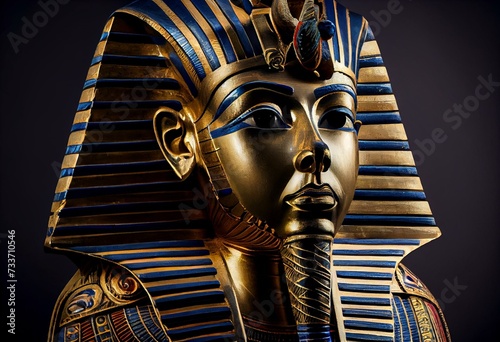 Isolated egyptian pharaoh Tutankhamun's funeral mask. Generative AI