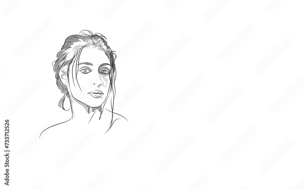 landscape sketch drawing of a beautiful woman with a beautiful hairdo landscape sketch drawing of a beautiful woman with a beautiful hairdo