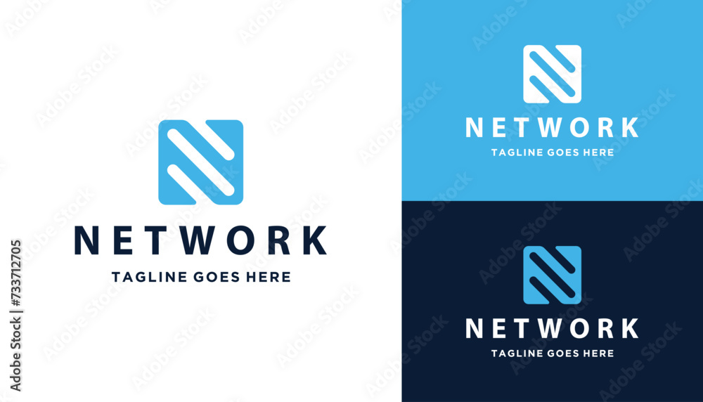 Modern Initial Letter N with simple Square Monogram Line Art Logo design Modern Initial Letter N with simple Square Monogram Line Art Logo design