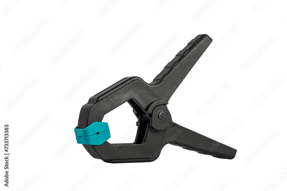 Black plastic spring clamp isolated on transparent background Black plastic spring clamp isolated on transparent background