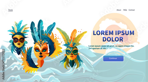 colorful masks brazilian festival holiday celebration greeting invitation postcard culture and tradition carnival party concept