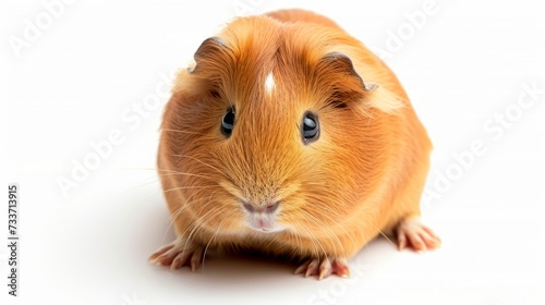 Guinea pig close up on isolated white background.
