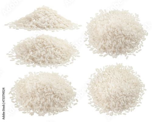 Rice isolated on white background, full depth of field