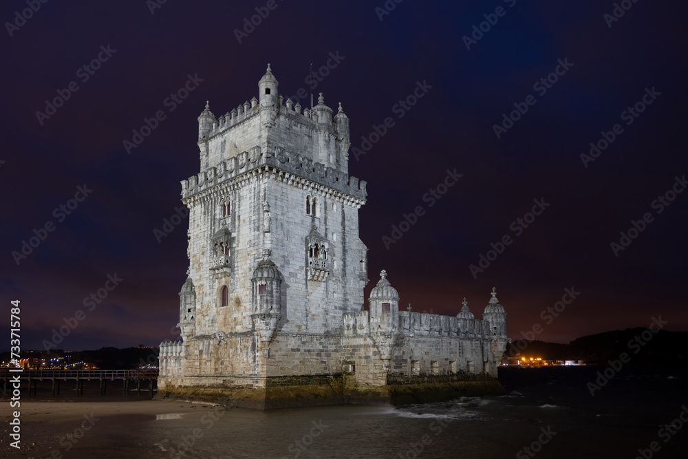 Belem Tower By Night In Lisbon, Portugal