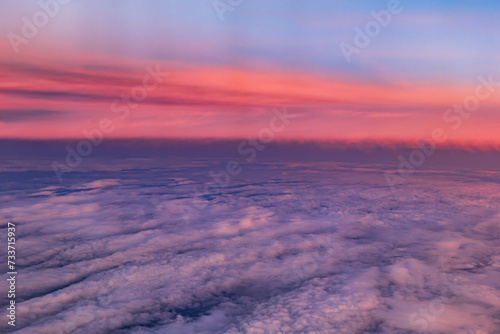 Aerial View Above Clouds At Sunset
