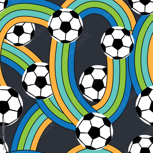 Seamless football pattern. Background for textile, fabric, stationery, art, pajamas, kids and other design.