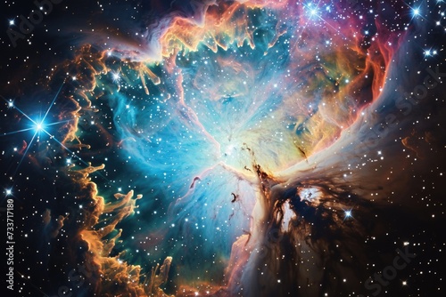 Nebula with a star forming a heart in the center
