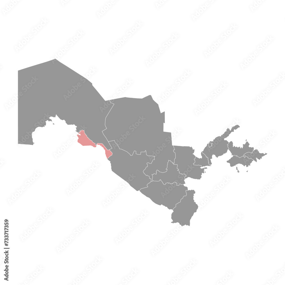 Fototapeta premium Khorazm Region map, administrative division of Uzbekistan. Vector illustration.