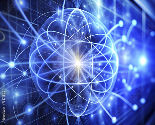 abstract technology background with global network and rays of light. 3d illustration