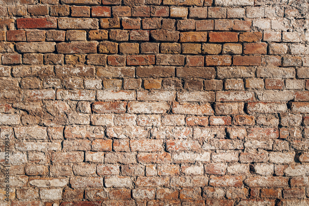Texture of an old damaged brickwall, brick wall surface as background Texture of an old damaged brickwall, brick wall surface as background