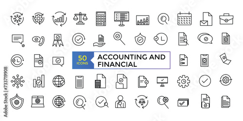 Accounting and financial icon set simple line art style icons pack. Vector illustration